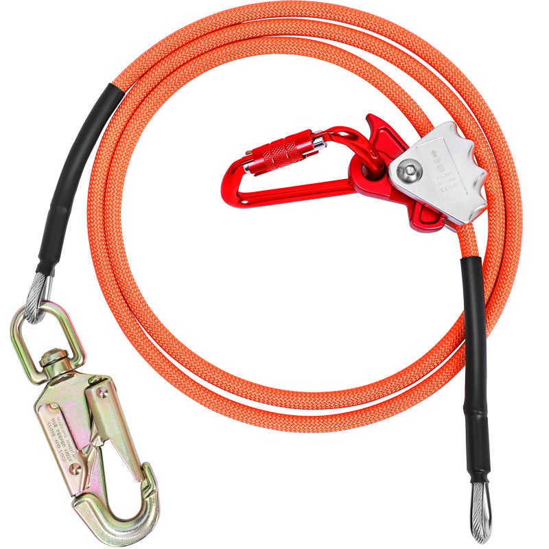 Meyoppm Flip Line, Wire Core Flipline 1/2"" X 8', Wire Core Flip Line Kit with Triple Lock Carabiner Adjuster, Steel Swivel Snap, Climbing Flipline for Fall Protection, Arborist, Tree Climbers - Image 2